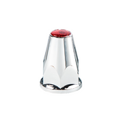 UP-10071 33mm X 2-3/4" Chrome Plastic Nut Covers With Flange - Push-On -Red Reflector (20-Pack)