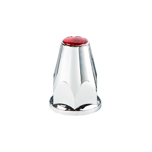 UP-10071 33mm X 2-3/4" Chrome Plastic Nut Covers With Flange - Push-On -Red Reflector (20-Pack)