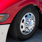UP-10071 33mm X 2-3/4" Chrome Plastic Nut Covers With Flange - Push-On -Red Reflector (20-Pack)
