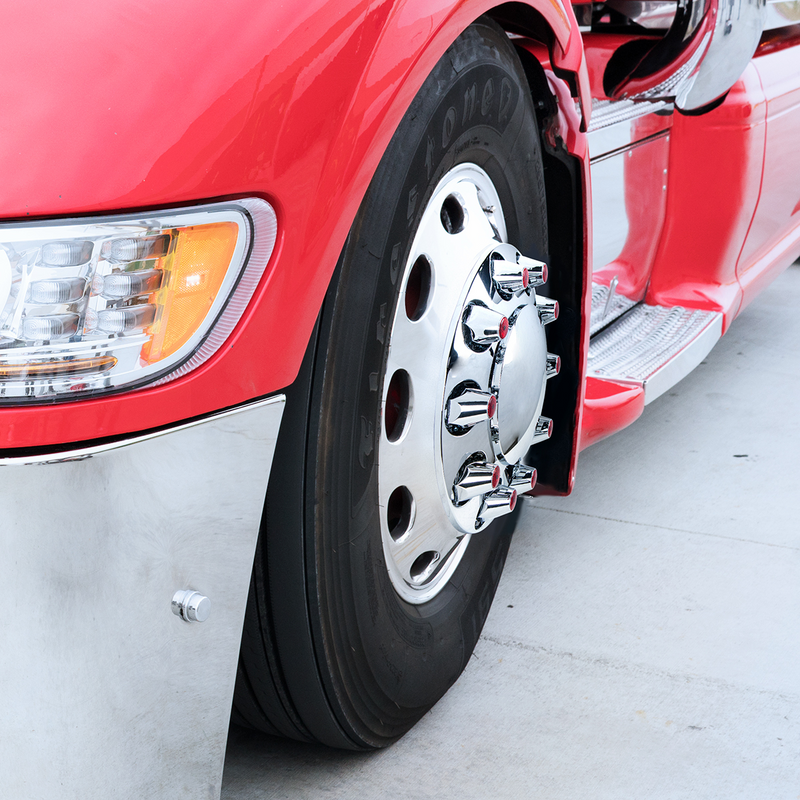 UP-10071 33mm X 2-3/4" Chrome Plastic Nut Covers With Flange - Push-On -Red Reflector (20-Pack)
