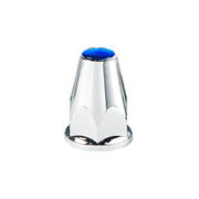 UP-10073 33mm X 2-3/4" Chrome Plastic Nut Covers With Flange - Push-On -Blue Reflector (Color Box of 20)