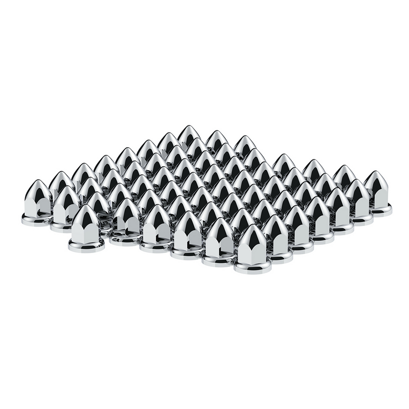 UP-10075CB 33mm X 2-3/8 Chrome Plastic Bullet Nut Cover With Flange - Push-On (Color Box of 60)