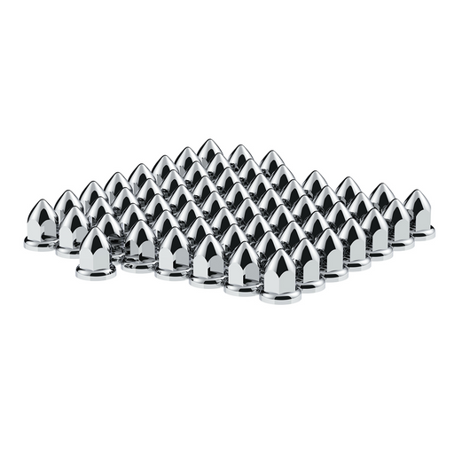 UP-10075CB 33mm X 2-3/8 Chrome Plastic Bullet Nut Cover With Flange - Push-On (Color Box of 60)