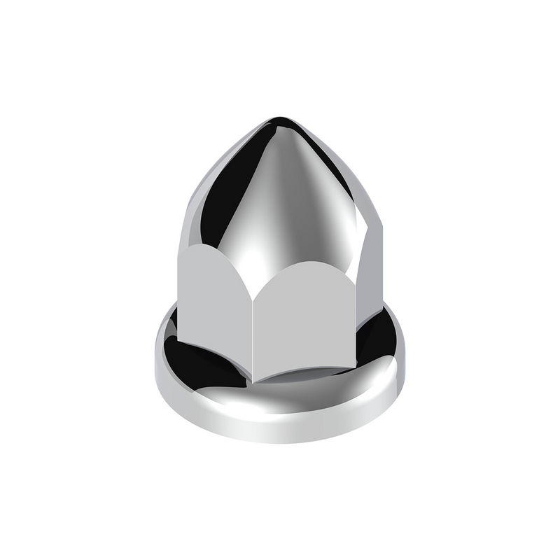 UP-10075 33mm X 2 3/8" Chrome Plastic Bullet Nut Covers W/ Flange - Push-On (Color Box Of 20)