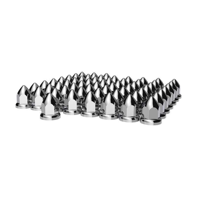 UP-10075 33mm X 2 3/8" Chrome Plastic Bullet Nut Covers W/ Flange - Push-On (Color Box Of 20)