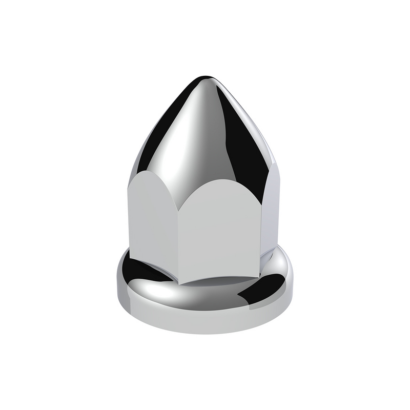 UP-10075 33mm X 2 3/8" Chrome Plastic Bullet Nut Covers W/ Flange - Push-On (Color Box Of 20)
