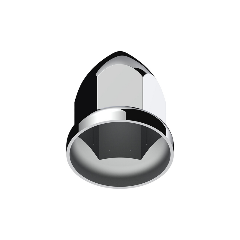UP-10075 33mm X 2 3/8" Chrome Plastic Bullet Nut Covers W/ Flange - Push-On (Color Box Of 20)