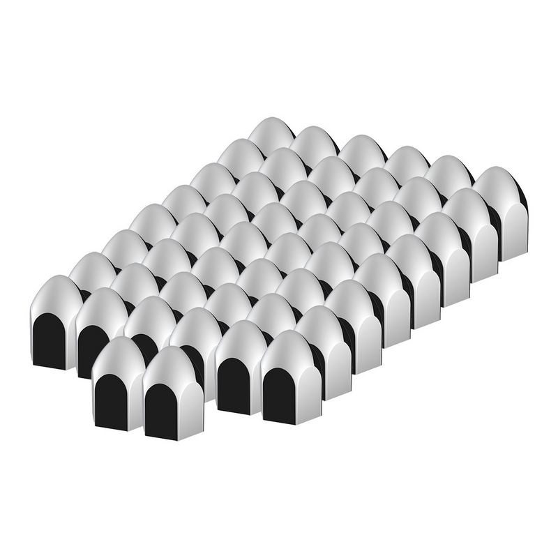 UP-10076P50 15/16" x 1 5/8" Chrome Plastic Bullet Nut Covers - Push-On (50-Pack)