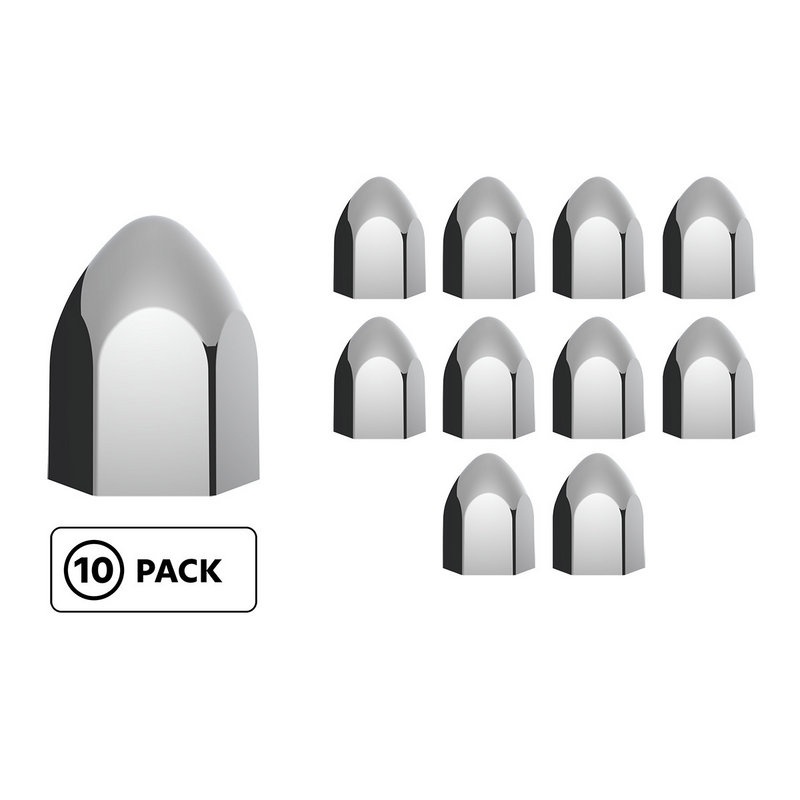 UP-10076P 15/16 x 1 5/8 Chrome Plastic Bullet Nut Covers - Push-On (10-Pack)