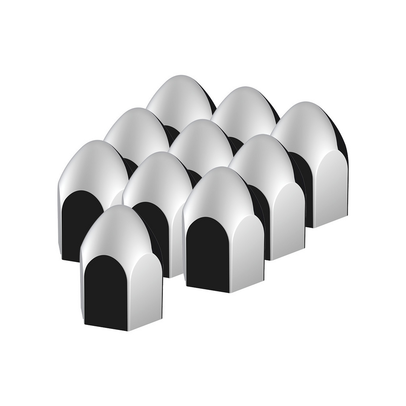 UP-10076P 15/16 x 1 5/8 Chrome Plastic Bullet Nut Covers - Push-On (10-Pack)