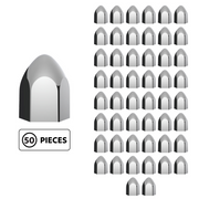 UP-10076P50 15/16" x 1 5/8" Chrome Plastic Bullet Nut Covers - Push-On (50-Pack)