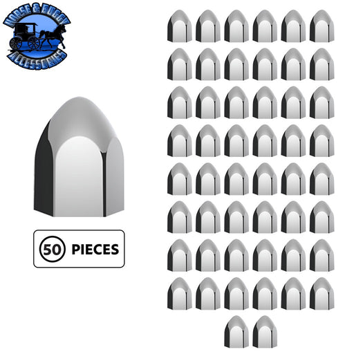 UP-10076P50 15/16" x 1 5/8" Chrome Plastic Bullet Nut Covers - Push-On (50-Pack) NUT COVER Gray
