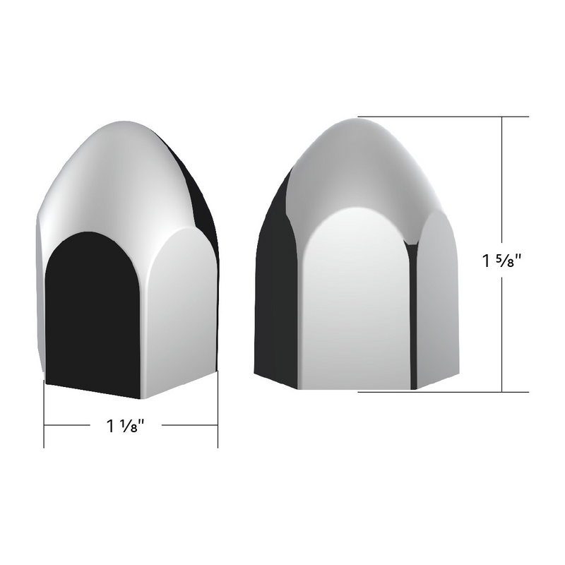 UP-10076P50 15/16" x 1 5/8" Chrome Plastic Bullet Nut Covers - Push-On (50-Pack)