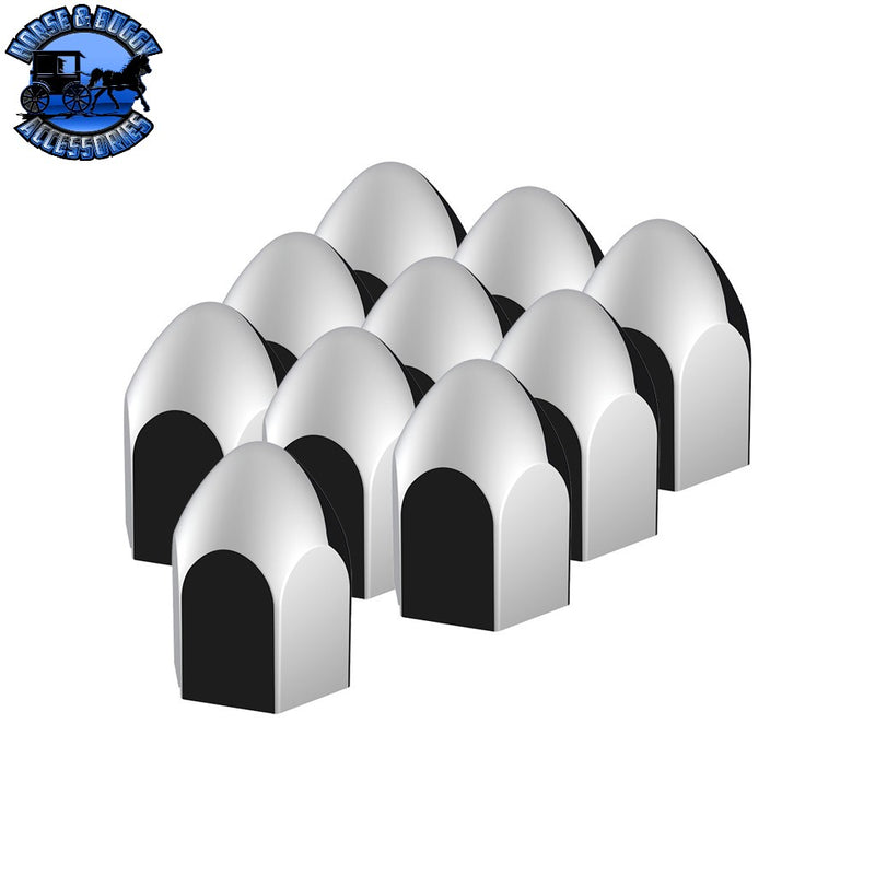 UP-10076P 15/16" x 1 5/8" Chrome Plastic Bullet Nut Covers - Push-On (10-Pack) Light Gray