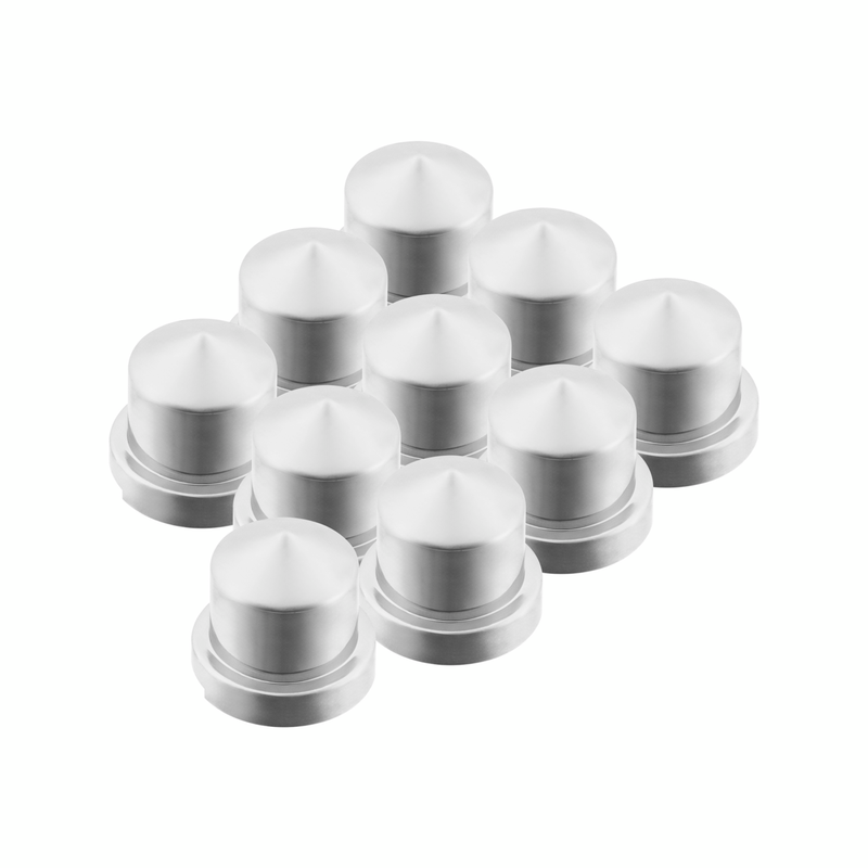 UP-10078P 1/2 x 13/16 Chrome Plastic Pointed Nut Covers - Push-On (10-Pack)