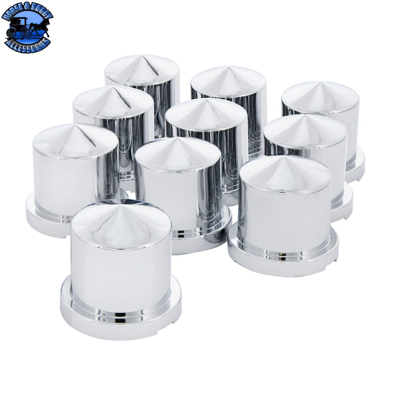 Cubiertas para tuercas puntiagudas de plástico cromado de 15/16" x 1-1/2" - A presión (paquete de 10)