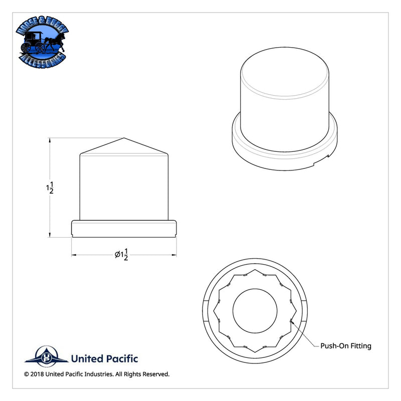 Cubiertas para tuercas puntiagudas de plástico cromado de 15/16" x 1-1/2" - A presión (paquete de 10)