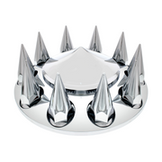 UP-10241 Pointed Front Axle Cover With 33mm Spike Thread-On Nut Covers - Chrome
