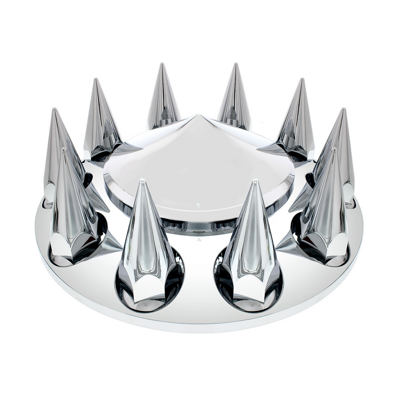 UP-10241 Pointed Front Axle Cover With 33mm Spike Thread-On Nut Covers - Chrome