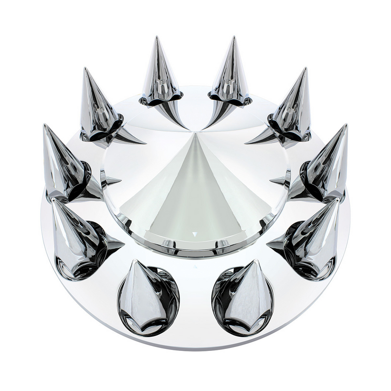 UP-10241 Pointed Front Axle Cover With 33mm Spike Thread-On Nut Covers - Chrome