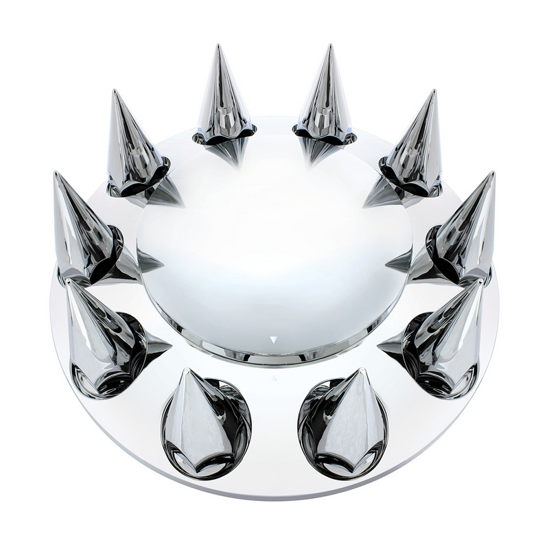 UP-10252 Dome Front Axle Cover With 33mm Spike Thread-On Nut Covers - Chrome