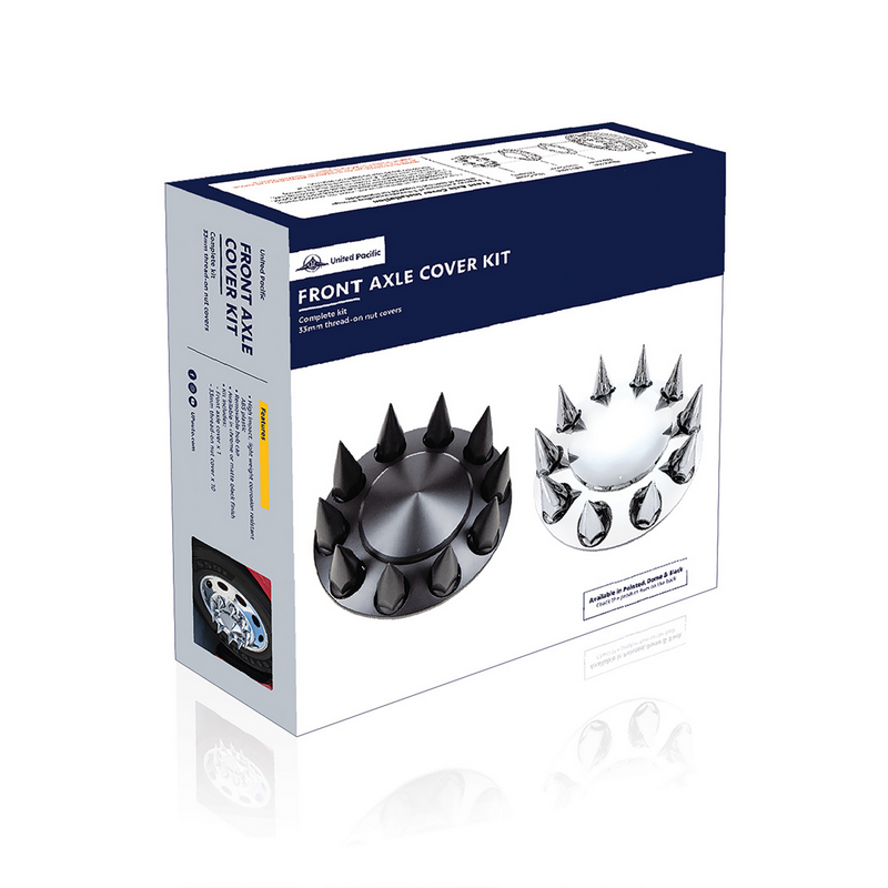 UP-10252 Dome Front Axle Cover With 33mm Spike Thread-On Nut Covers - Chrome