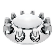 UP-10257 Dome Front Axle Cover With 33mm Standard Thread-On Nut Covers - Chrome (Color Box)