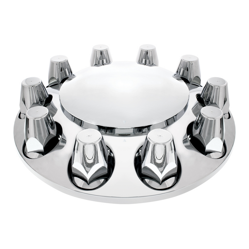 UP-10257 Dome Front Axle Cover With 33mm Standard Thread-On Nut Covers - Chrome (Color Box)