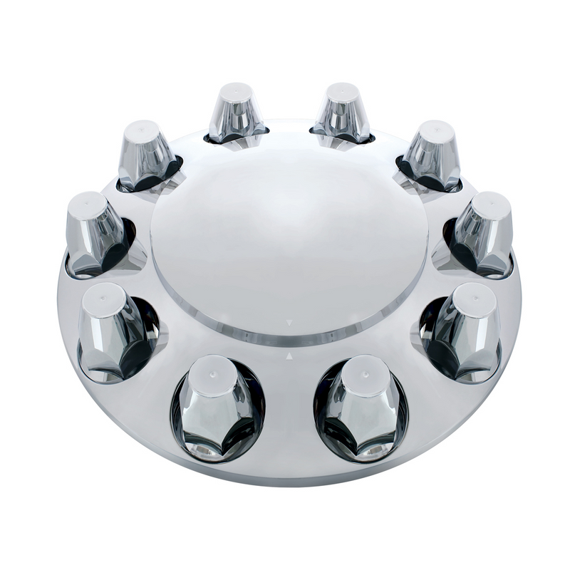 UP-10257 Dome Front Axle Cover With 33mm Standard Thread-On Nut Covers - Chrome (Color Box)