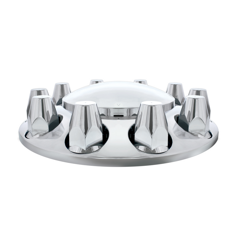 UP-10257 Dome Front Axle Cover With 33mm Standard Thread-On Nut Covers - Chrome (Color Box)