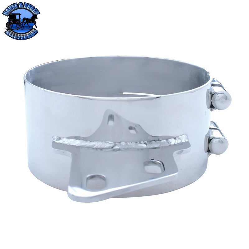 7" Stainless Butt Joint Exhaust Clamp - Angled Bracket Gray