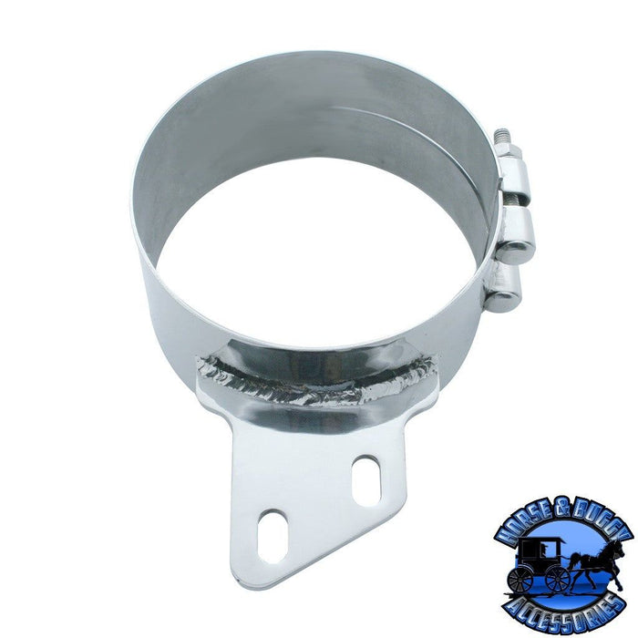 Light Slate Gray 8" Stainless Butt Joint Exhaust Clamp - Angled Bracket #10285 EXHAUST
