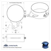 8" Stainless Butt Joint Exhaust Clamp - Angled Bracket #10285 EXHAUST Black