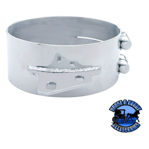 Gray 8" Stainless Butt Joint Exhaust Clamp - Angled Bracket #10285 EXHAUST