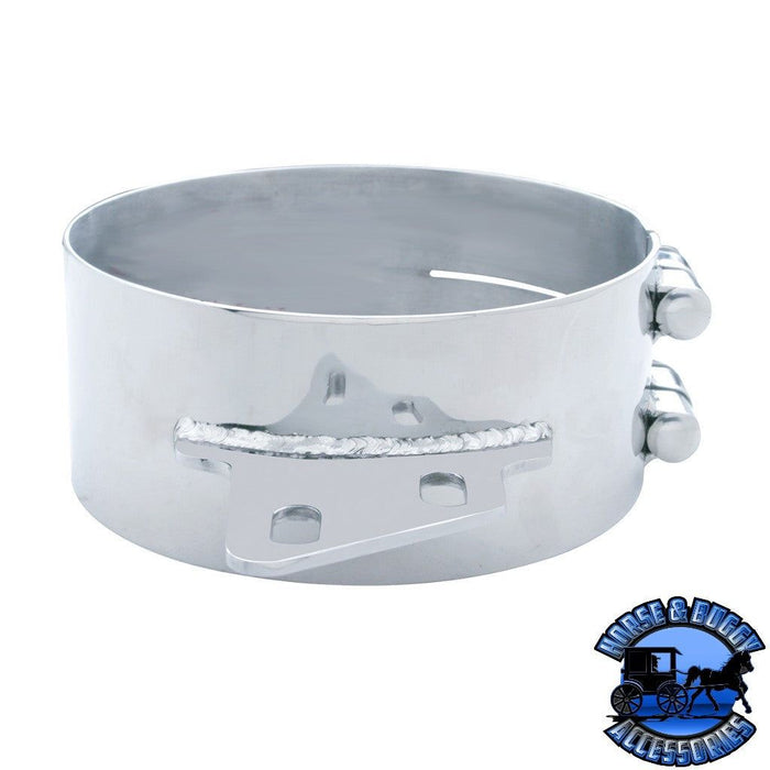 Gray 8" Stainless Butt Joint Exhaust Clamp - Angled Bracket #10285 EXHAUST