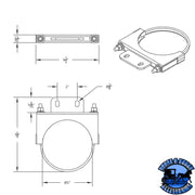 5" Chrome Cab Exhaust Clamp For Peterbilt Dark Slate Gray