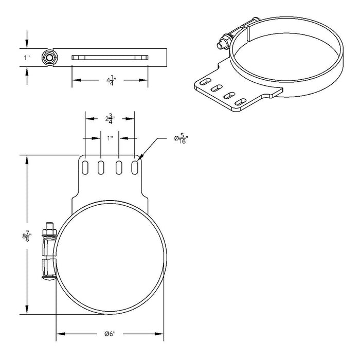 Black 6" Chrome Exhaust Clamp For Kenworth #10289 EXHAUST