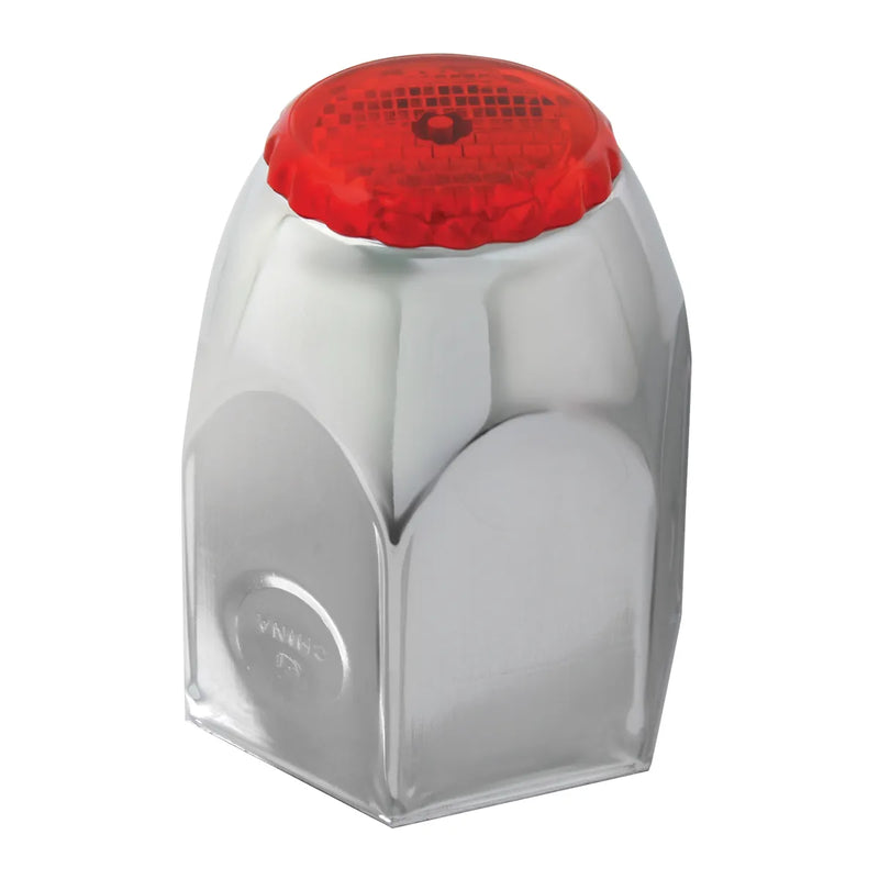 CR. STEEL PUSH-ON NUT CVR 1.5"X2" W/RED REFLECTOR Gray