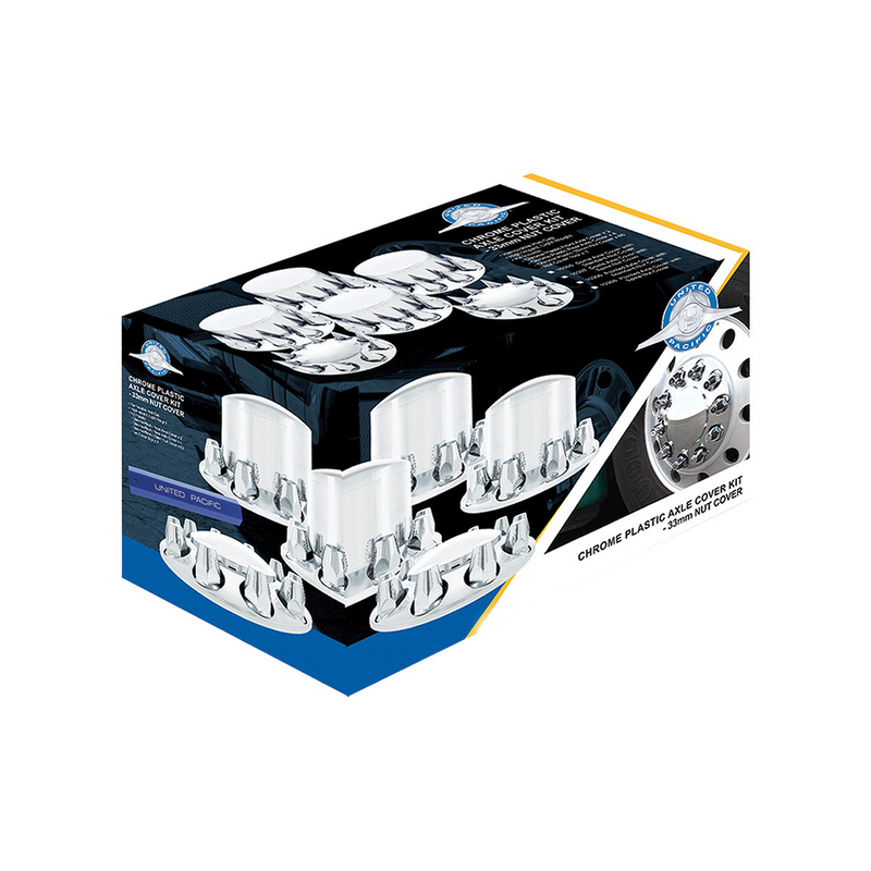 UP-10306 Pointed Axle Cover Combo Kit With 33mm Standard Thread-On Nut Covers & Nut Cover Tool - Chrome