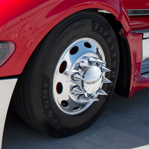 UP-10307 Dome Axle Cover Combo Kit With 33mm Spike Thread-On Nut Covers & Nut Cover Tool - Chrome