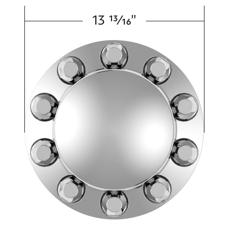 Dome Rear Axle Cover With 33mm Standard Style Push-On Nut Covers - Chrome