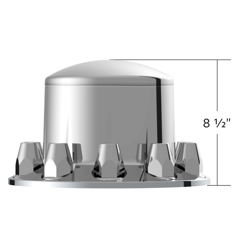 Dome Rear Axle Cover With 33mm Standard Style Push-On Nut Covers - Chrome