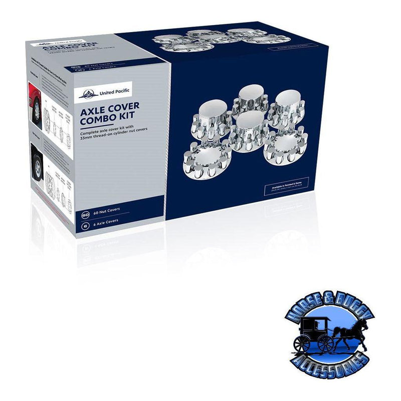 UP-10317  Dome Axle Cover Combo Kit With 33mm Cylinder Thread-On Nut Covers - Chrome hub cover Midnight Blue