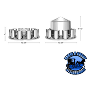 UP-10318 Pointed Axle Cover Combo Kit With 33mm Cylinder Thread-On Nut Covers - Chrome axle covers Gray