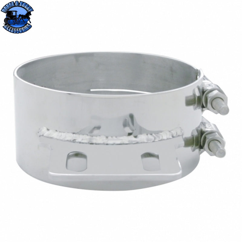 UP-10319 5" Stainless Butt Joint Exhaust clamp - Straight Bracket #10319