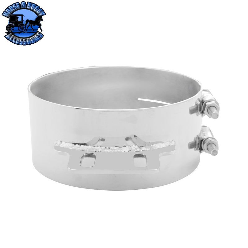 8" Stainless Butt Joint Exhaust Clamp - Straight Bracket Light Gray