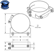 7" Stainless Wide Band Exhaust Clamp Black