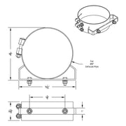 8" Stainless Universal (U-Bolt style replacement) Wide Band Exhaust Clamp #10325 clamp Black
