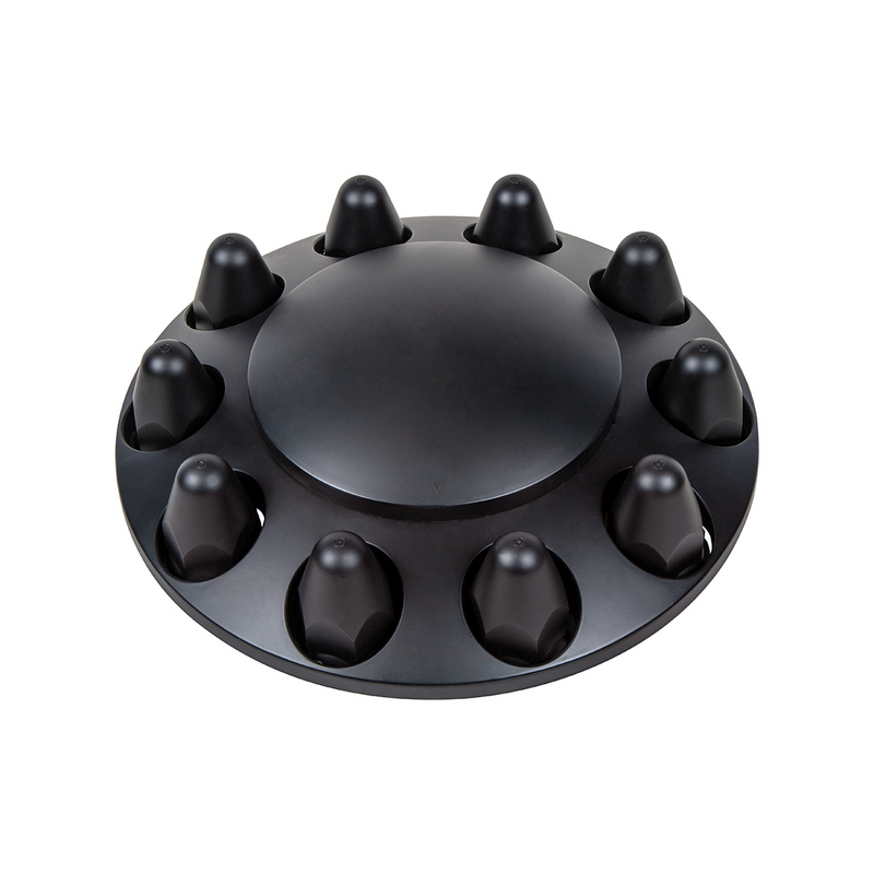 Cubierta del eje delantero con tapa abovedada y cubiertas para tuercas a presión de 1-1/2" - Negro mate