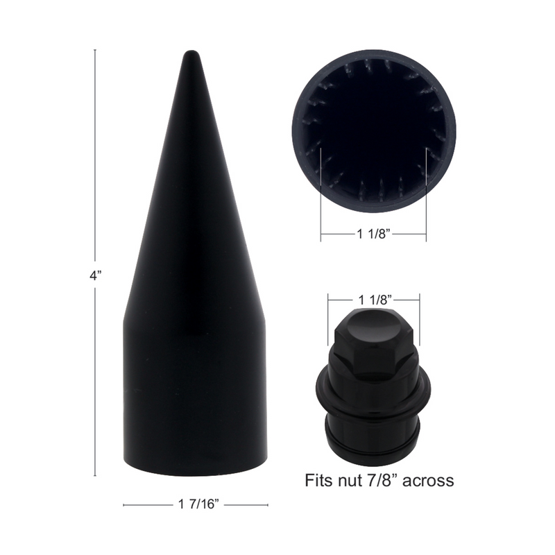 UP-10349B Matte Black Spike Hubcap Nut Cover For 2003-15 Chevy & GMC Full Size Truck (Bulk)